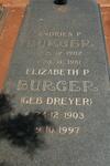 BURGER Andries P. 1902-1981 & Elizabeth P. DREYER 1903-1997