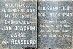 RENSBURG Jan Joachim, Janse van 1884-1943