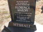 MTSHALI Florence Matopi 1935-1978