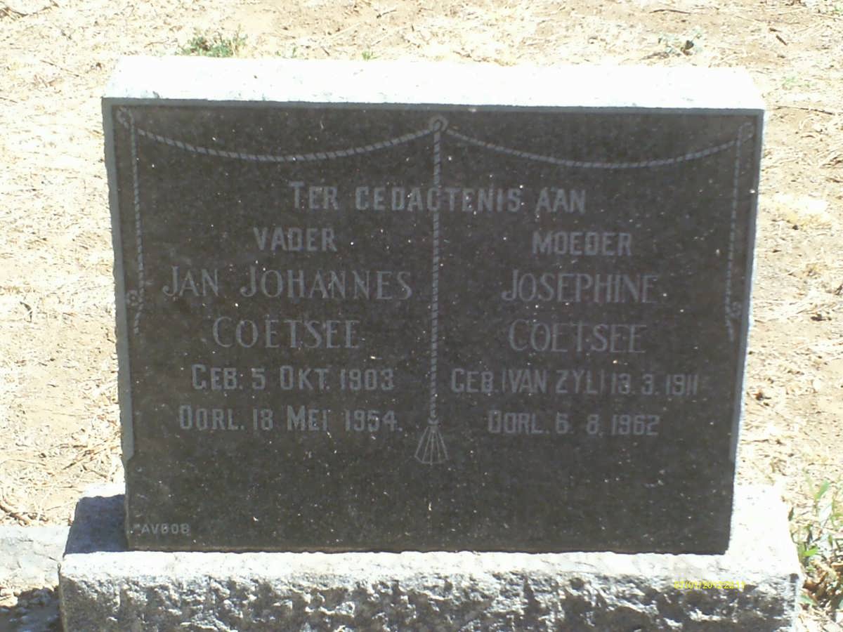 COETSEE Jan Johannes 1903-1954 & Josephine VAN ZYL 1911-1962