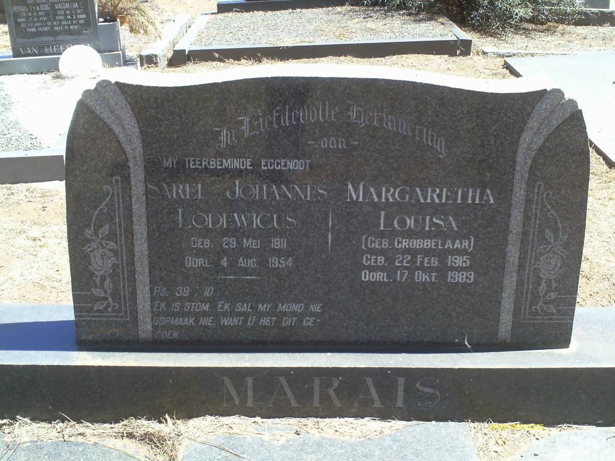 MARAIS Sarel Johannes Lodewicus 1911-1954 & Margaretha Louisa GROBBELAAR 1915-1989