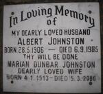JOHNSTON Albert 1906-1985 & Marian Dunbar 1913-2006