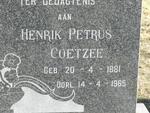 COETZEE Hendrik Petrus 1881-1965