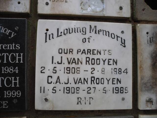 ROOYEN I.J., van 1908-1984 & C.A.J. 1908-1985