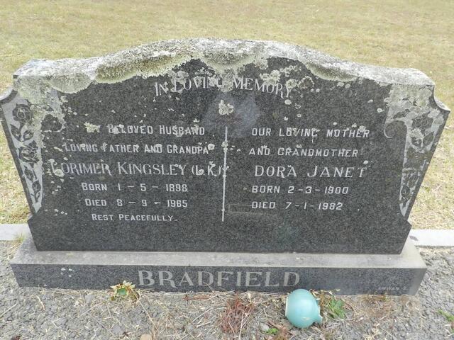 BRADFIELD Lorimer Kingsley 1898-1965 & Dora Janet 1900-1982