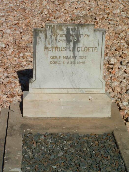 CLOETE Petrus J. 1875-1949