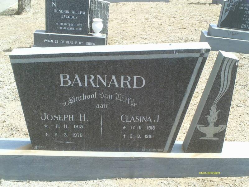 BARNARD Joseph H. 195-1976 & Clasina J. 1918-1991