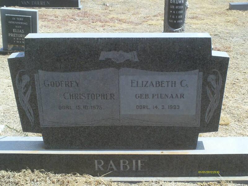 RABIE Godfrey Christopher -1975 & Elizabeth C. PIENAAR -1993