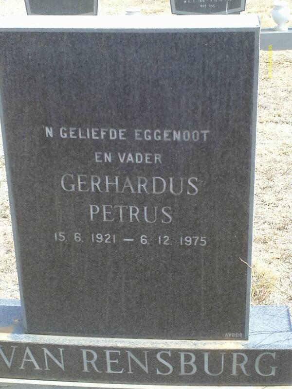 RENSBURG Gerhardus Petrus, van 1921-1975