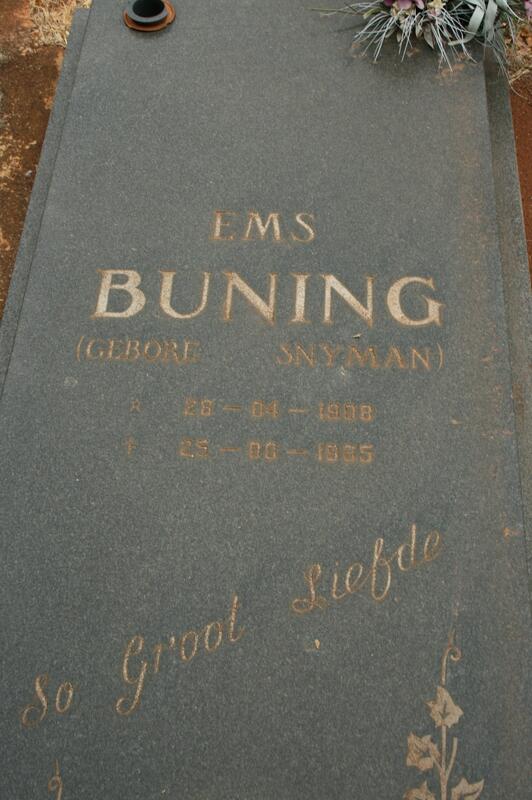 BUNING E.M.S. nee SNYMAN 1908-1985