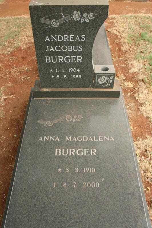 BURGER Andreas Jacobus 1904-1985 & Anna Magdalena 1910-2000