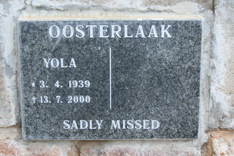 OOSTERLAAK Yola 1939-2000