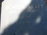 KLATT Agneta nee LUTSCHEWITZ 1907-1996