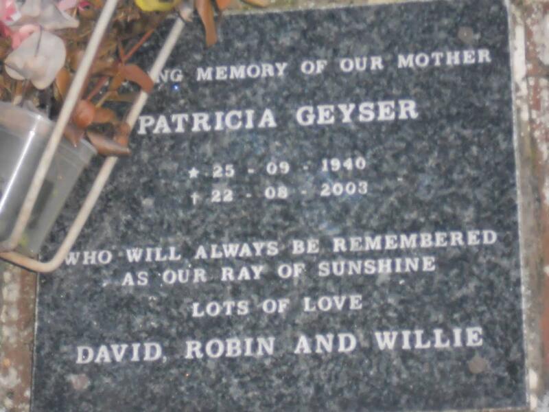 GEYSER Patricia 1940-2003