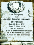 PLESSIS Jacobus Andreas Johannes, du 1872-1928
