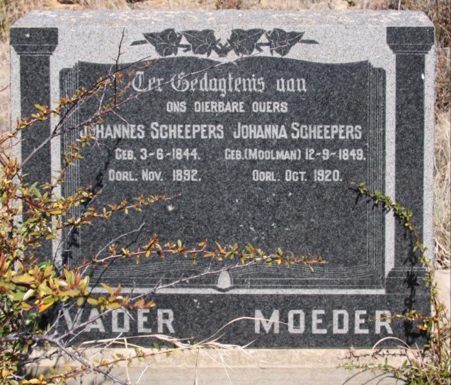 SCHEEPERS Johannes 1844-1892 & Johanna MOOLMAN 1849-1920