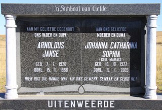 UITENWEERDE Arnoldis Janse 1920-198? & Johanna Catharina Sophia MARAIS 1922-2005