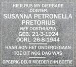 PRETORIUS Susanna Petronella nee OOSTHUIZEN 1924-1944