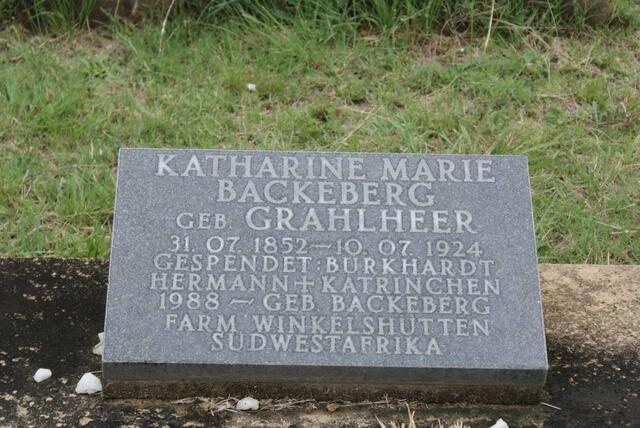 BACKEBERG Katharine Marie nee GRAHLHEER 1852-1924