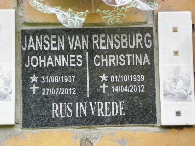 RENSBURG Johannes, Jansen van 1937-2012 & Christina 1939-2012