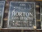 HORTON John 1932- & Anna Francina 1934-2003