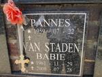 STADEN Pannes, van 1959- & Babie 1961-2008