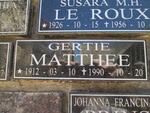 MATTHEE Gertie 1912-1990