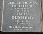 OLDFIELD George Thomas 1904-1987 & Paula 1914-2004
