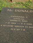 McDONALD Catharina C. voorheen ROOS nee GROBLER 1895-1969