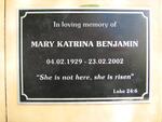 BENJAMIN Mary Katrina 1929-2002