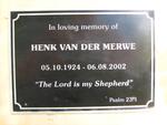 MERWE Henk, van der 1924-2002