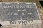 PREEZ Jeanette, du nee VOGELZANG 1921-1979