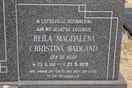 HADLAND Heila Magdalena Christina nee DE BEER 1911-1979