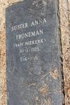 FRONEMAN Anna nee VAN NIEKERK 1923-1976