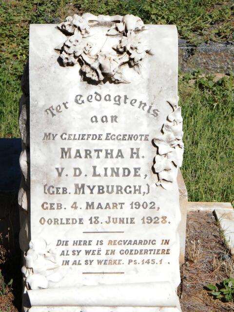 LINDE Martha H., v.d. nee MYBURGH 1902-1928