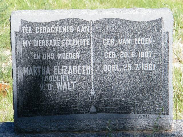 WALT Martha Elizabeth, v.d. nee VAN EEDEN 1887-1961