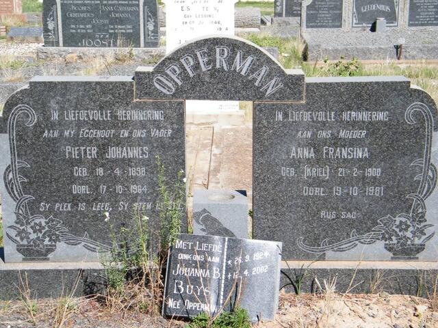 OPPERMAN Pieter Johannes 1898-1964 & Anna Fransina KRIEL 1900-1981 :: BUYS Johanna B. nee OPPERMAN 1924-2002