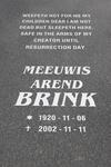BRINK Meeuwis Arend 1920-2002