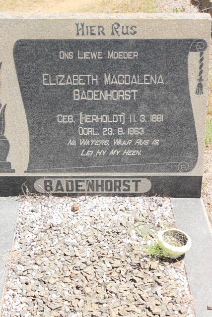 BADENHORST Elizabeth Magdalena geb HERHOLDT 1881-1963