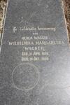 WAGNER Wilhelmina Margaretha 1875-1966