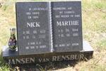 RENSBURG Nick, Jansen van 1933-2002 & Marthie 1944-1999