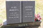MOSS Stephen Leslie 1913-2002 & Alice Roberta 1917-2000