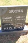 BOTHA Roelof Andries 1926-2004 & Martha Sophia 1931-