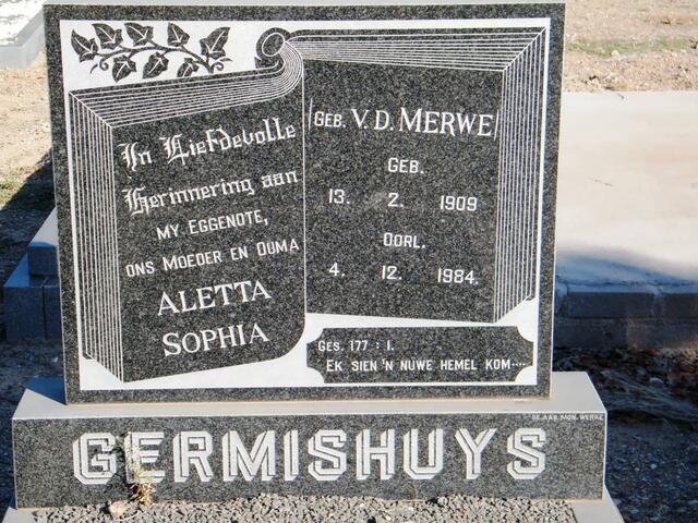 GERMISHUYS Aletta Sophia nee V.D. MERWE 1909-1984