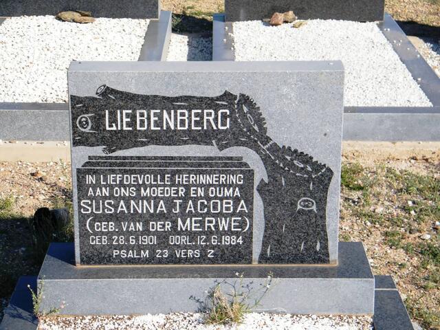 LIEBENBERG Susanna Jacoba nee VAN DER MERWE 1901-1984