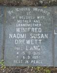 DREWETT Winifred Naomi Susan nee LANG 1926-1994