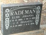 RADEMAN J.F. 1900-1978 & Elsie Johanna 1892-1969