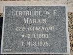 MARAIS Gertruide W.E. nee HANEKOM 1890-1975