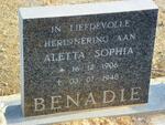 BENADIE Aletta Sophia 1906-1948