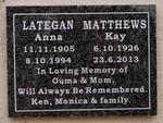 LATEGAN Anna 1905-1994 :: MATTHEWS Kay 1926-2013
